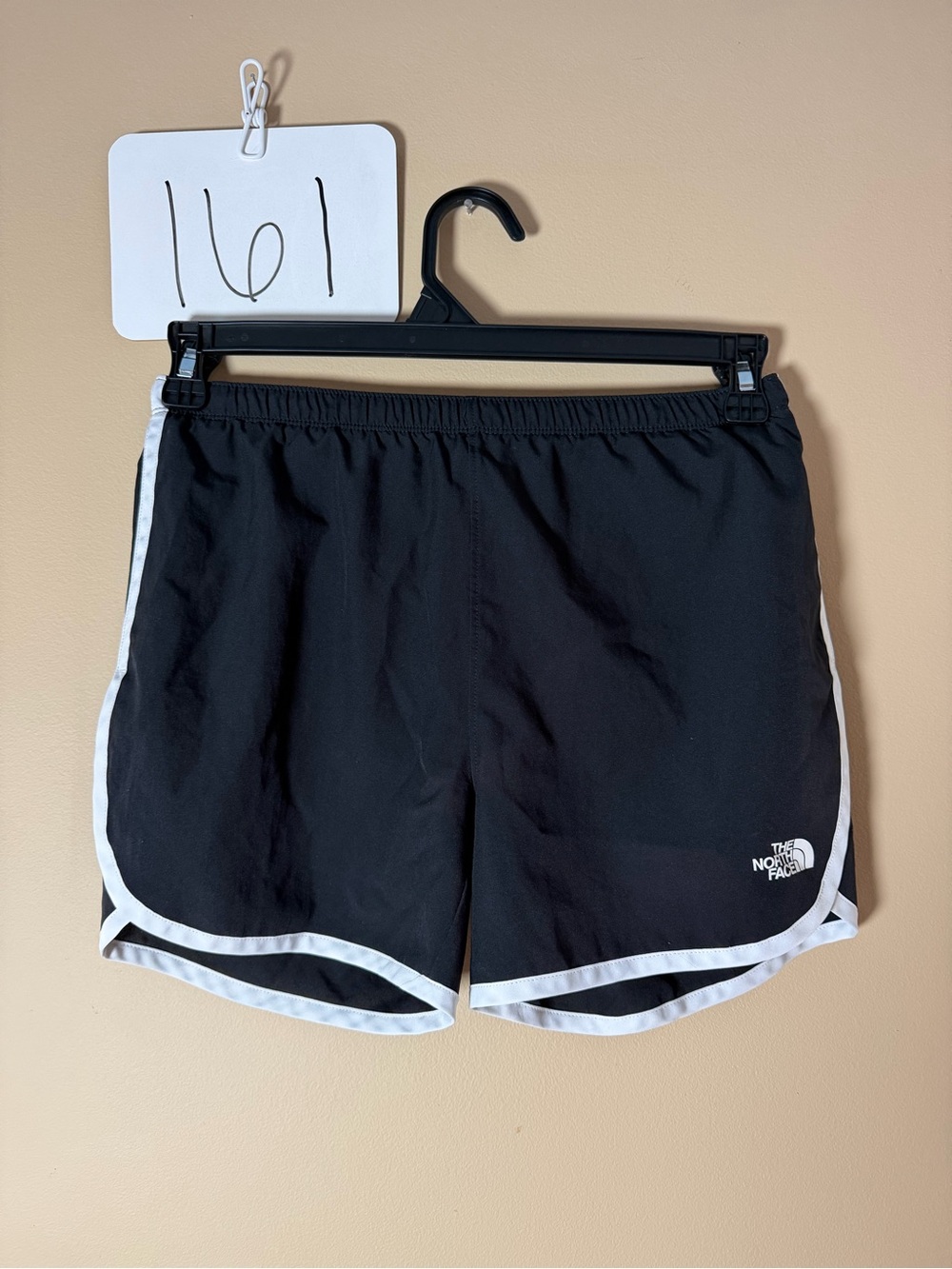 The North Face Kids Black Athletic Shorts with White Piping